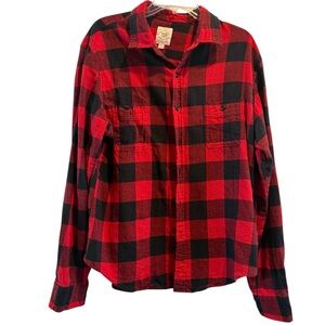 EUC True Craft Red and Black Plaid Button-Up Shirt
